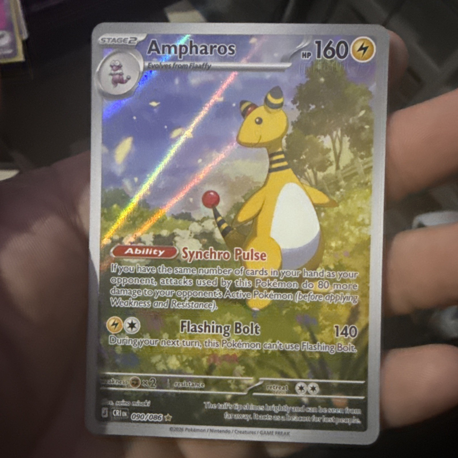 Ampharos 090/086 Pokémon Illustration Rare Chaos Rising