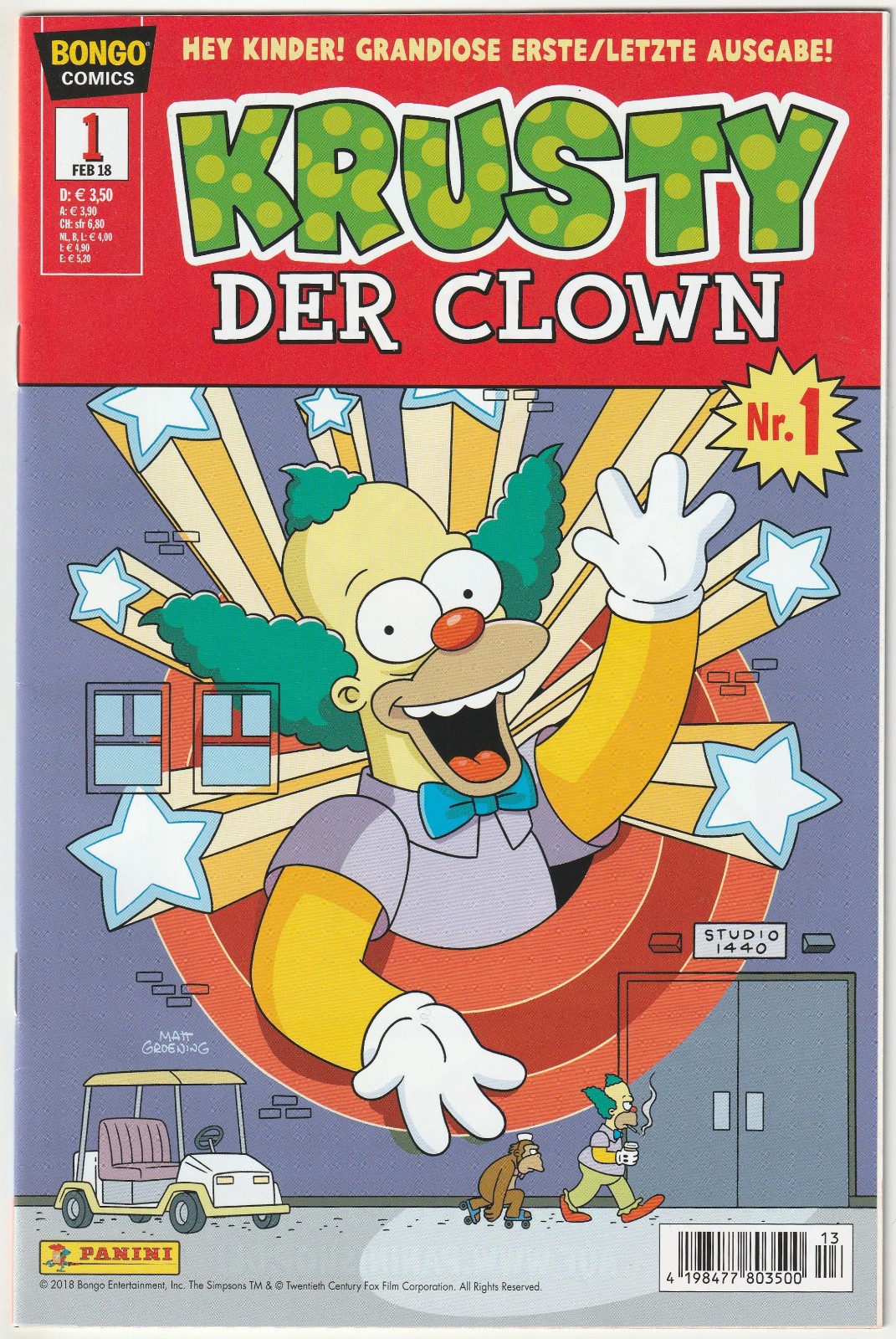 ✪ KRUSTY IL CLOWN #1, PANINI 2018 FUMETTO NUOVO OTTIMO Z0-1