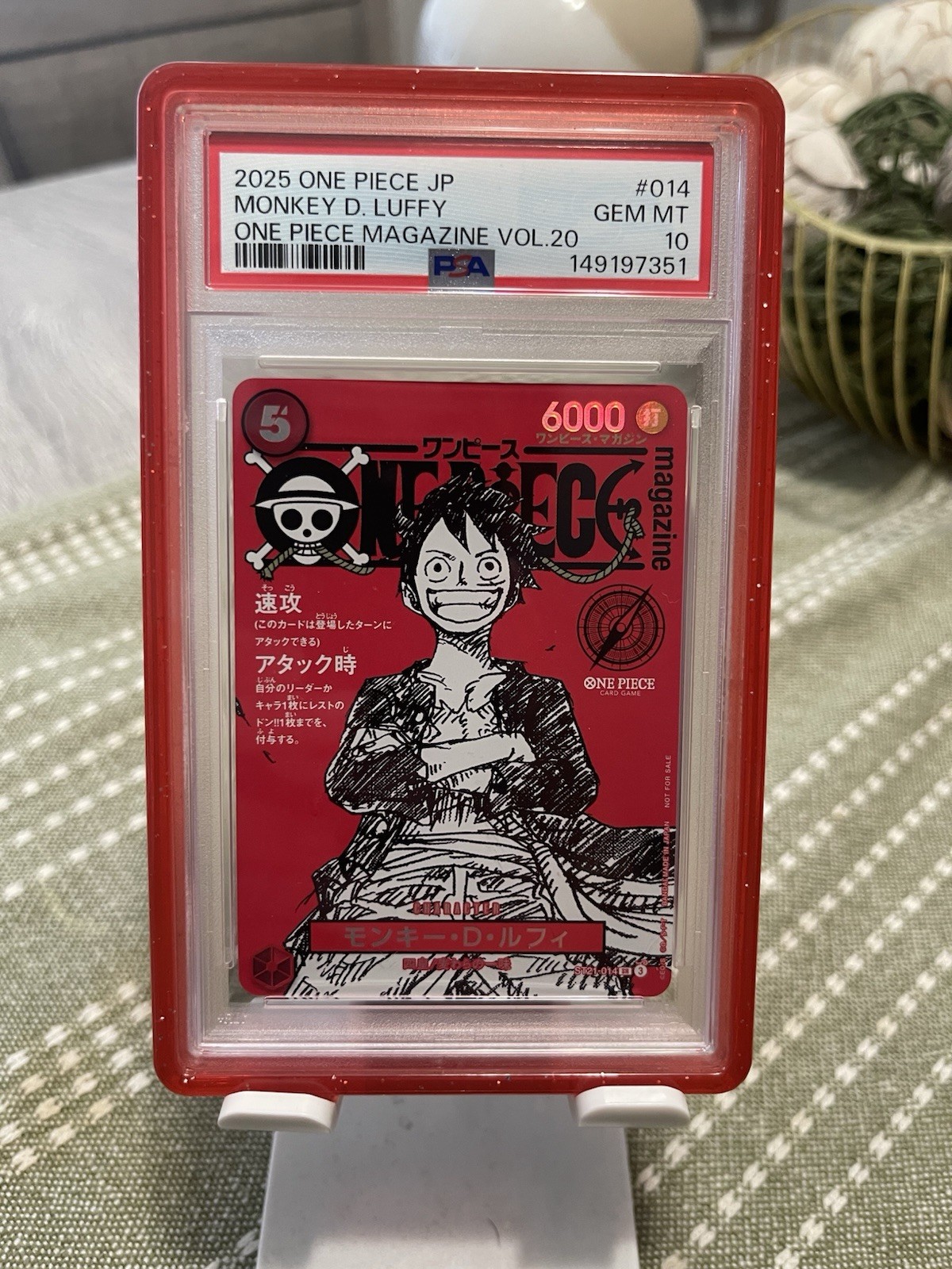 PSA 10 Monkey D Rufy ST21-014 rivista giapponese pezzo unico Vol.20 promo