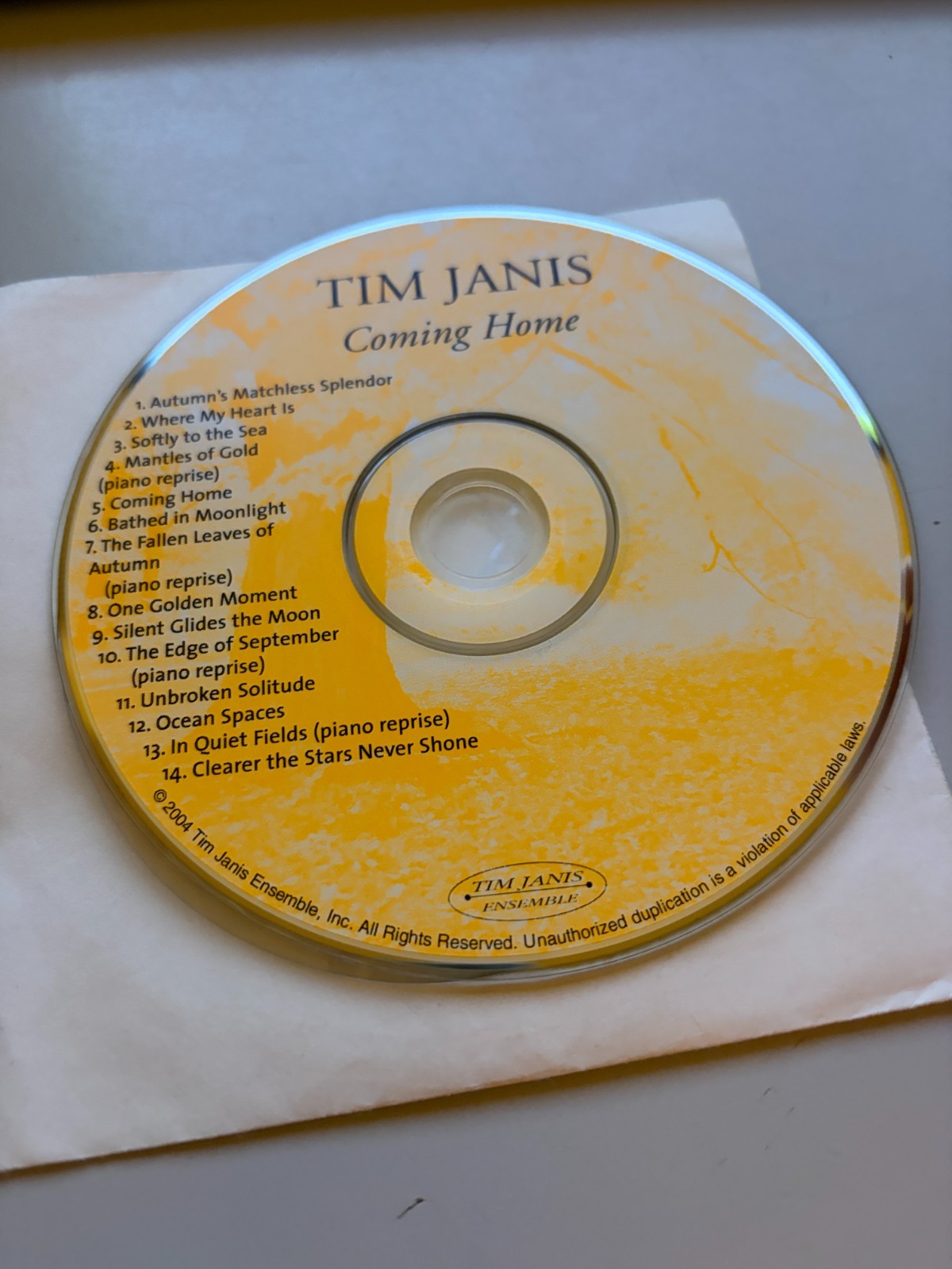 Coming Home by Tim Janis (CD) DISC ONLY