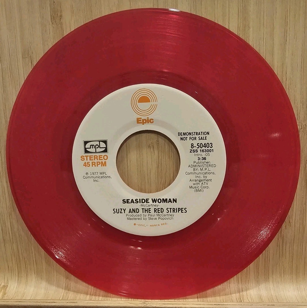 Suzy and The Red Stripes / Seaside Woman / Red Vinyl Promo / McCartney 45 / EX