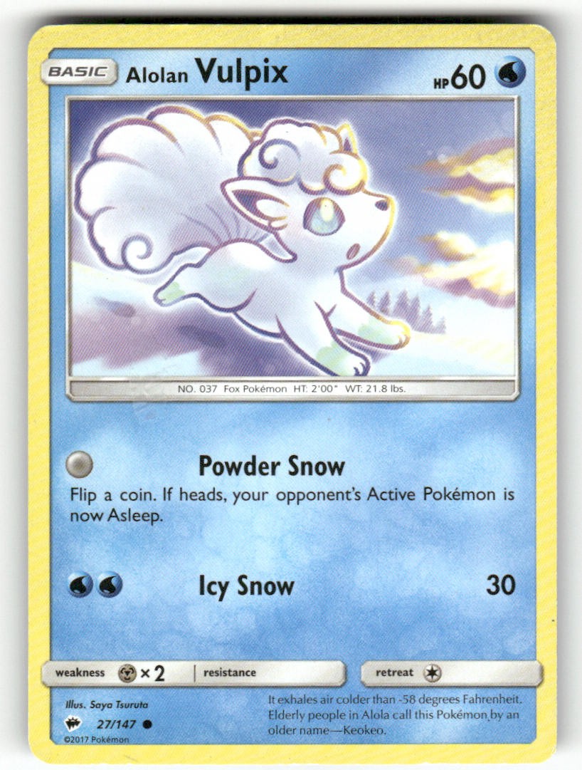 Alolan Vulpix 27/147 Ombre Brucianti Comuni Pokemon Giocato Leggermente