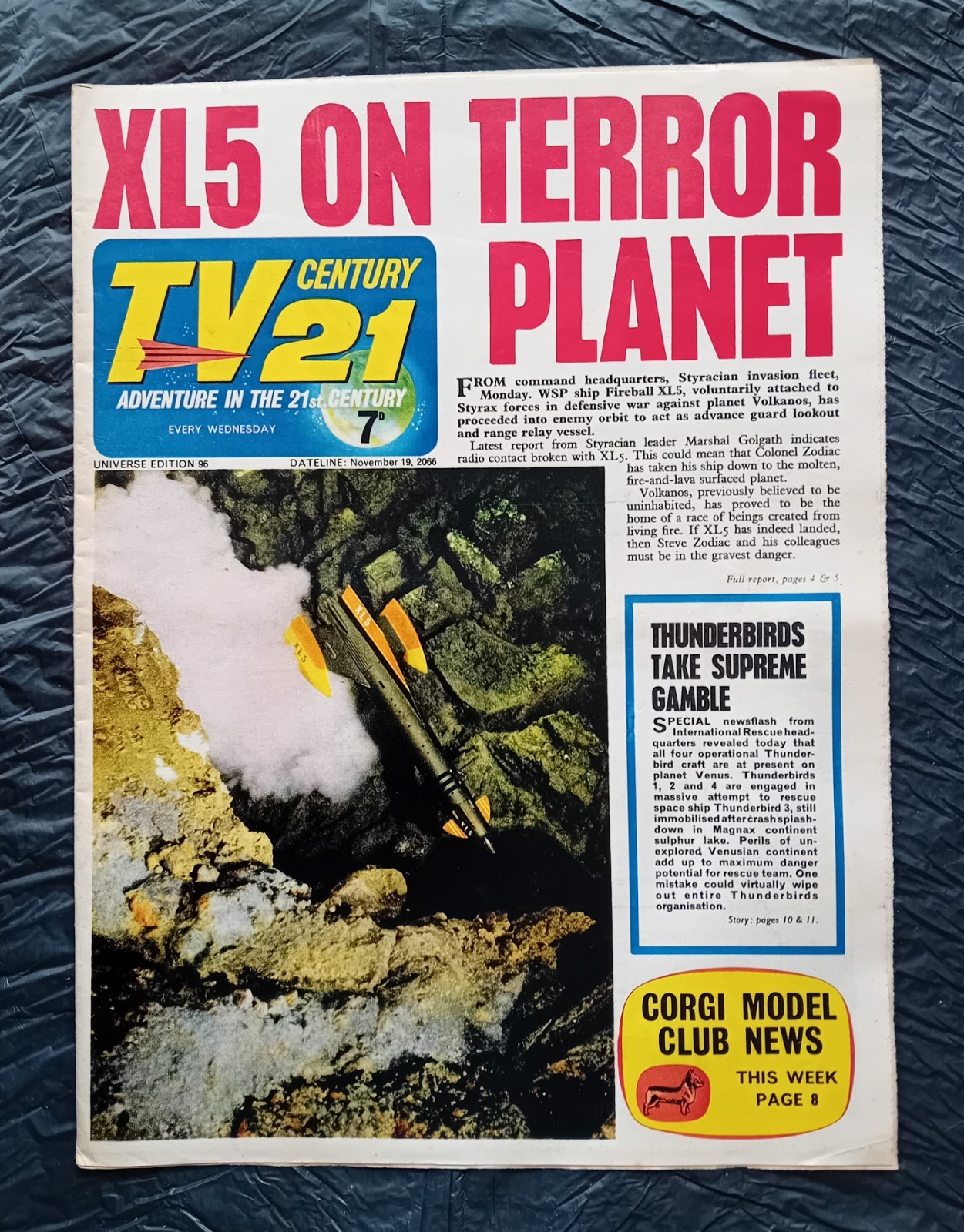 TV Century 21 comic #96 (19/11/1966). Flat/clean/complete. FN-