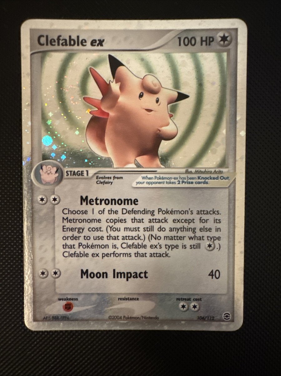 Swirl!!! Pokemon Holo Clefable ex 106/112 Firmato e Verde Foglia
