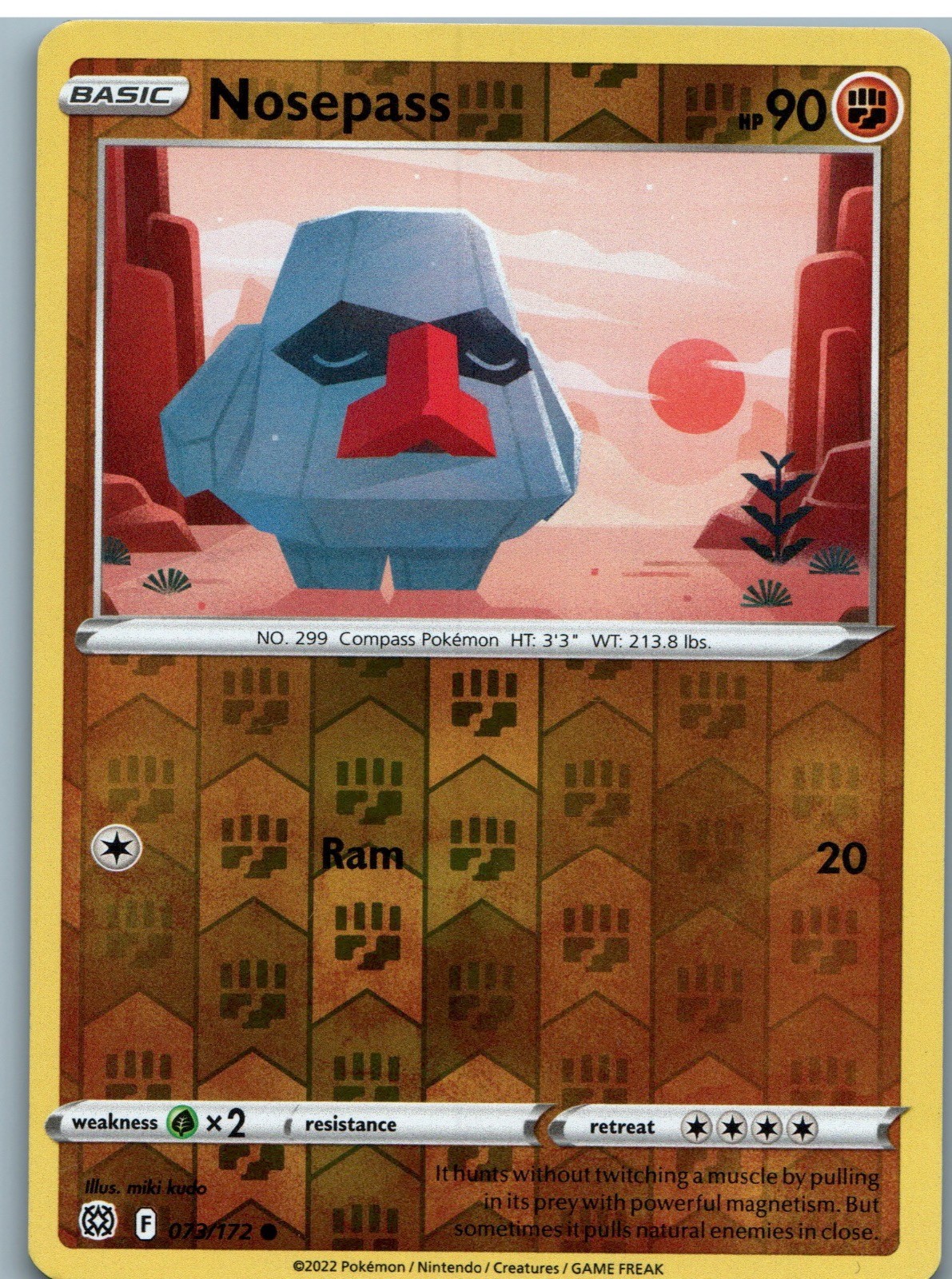 Nosepass 073/172 Stelle Brillanti Comuni Pokemon Reverse Holo Giocato Leggermente