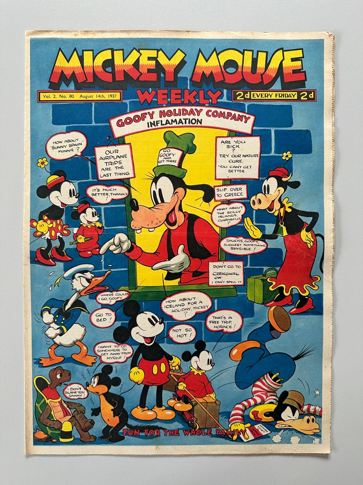 Mickey Mouse Weekly Comic #80 August 14th 1937 FN RARE