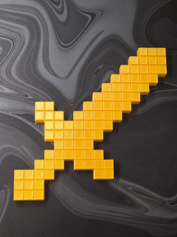 Großes Minecraft Pixel-Schwert in Gold (Goldschwert)