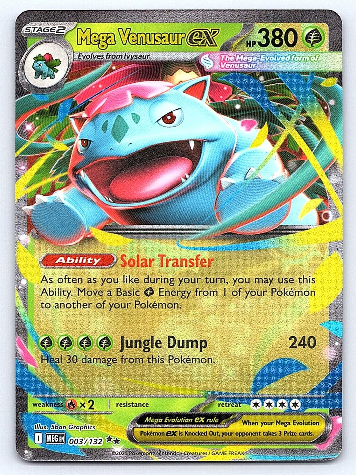 ⭐ Mega Venusaur ex Holo 003/132 Mega Evolution Near Mint Pokemon