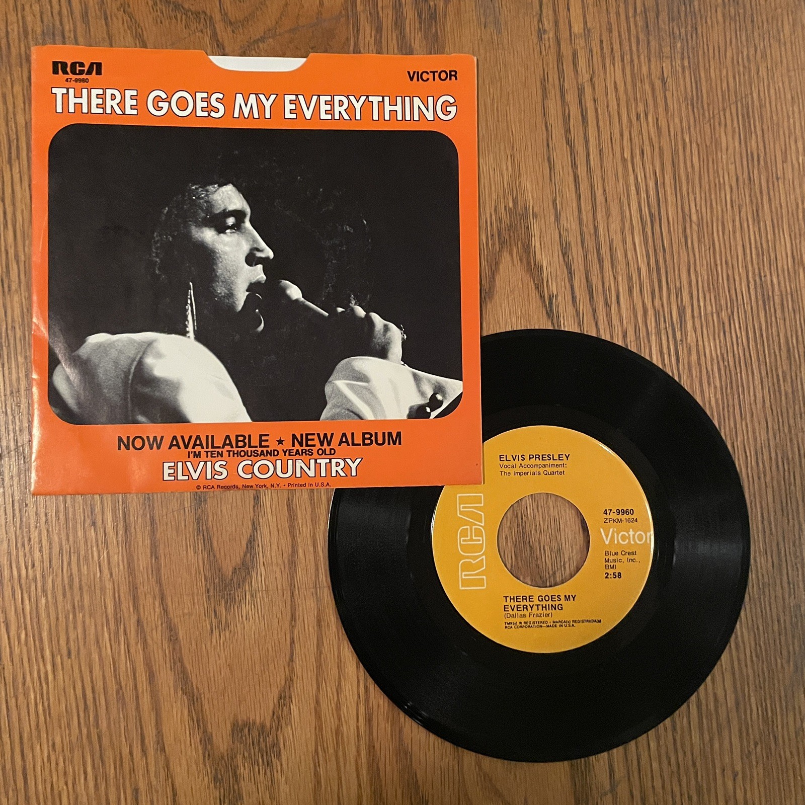 ELVIS PRESLEY - THERE GOES MY EVERTHING, RCA VICTOR, 45 W/ PS, 1970, EX