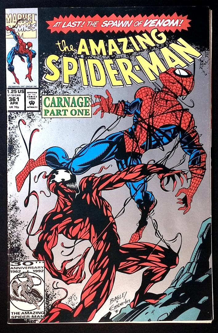 Amazing Spider-Man #361 Marvel 1992 seconda stampa Mark Bagley 1° carneficina completa