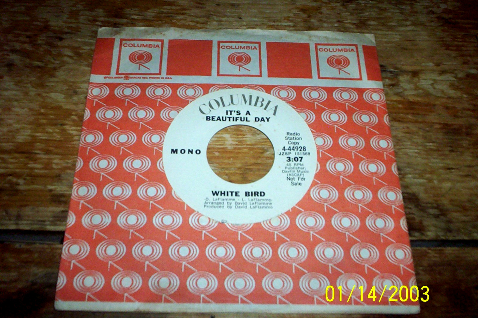 IT'S A BEAUTIFUL DAY ( WHITE BIRD ) 1979 COLUMBIA white label PSYCH PROMO 45 NM-