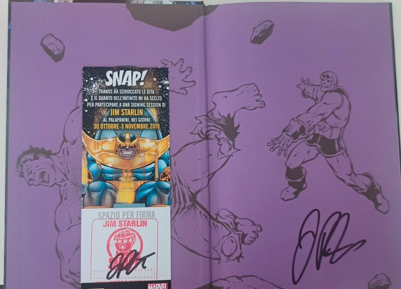 Thanos vs Hulk autografato Jim Starlin