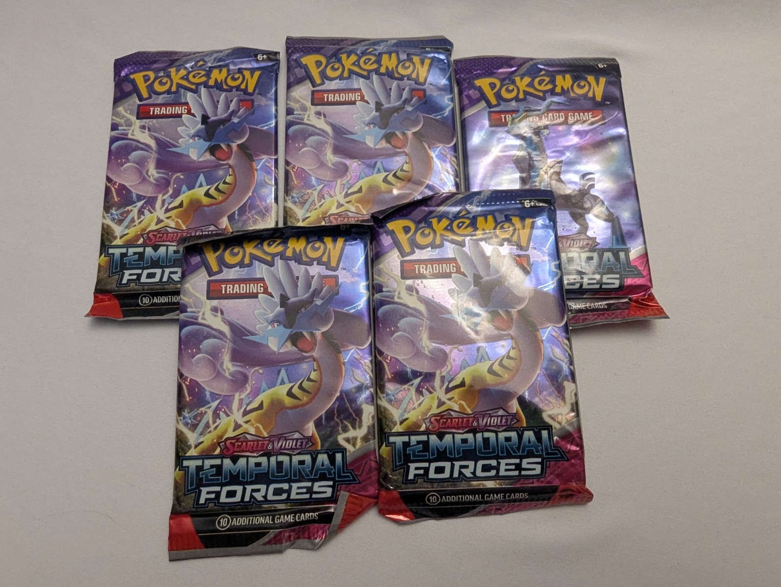 Pokemon TCG Forze Temporali Booster Packs Lotto di 5 Raging Bolt Art Sigillati