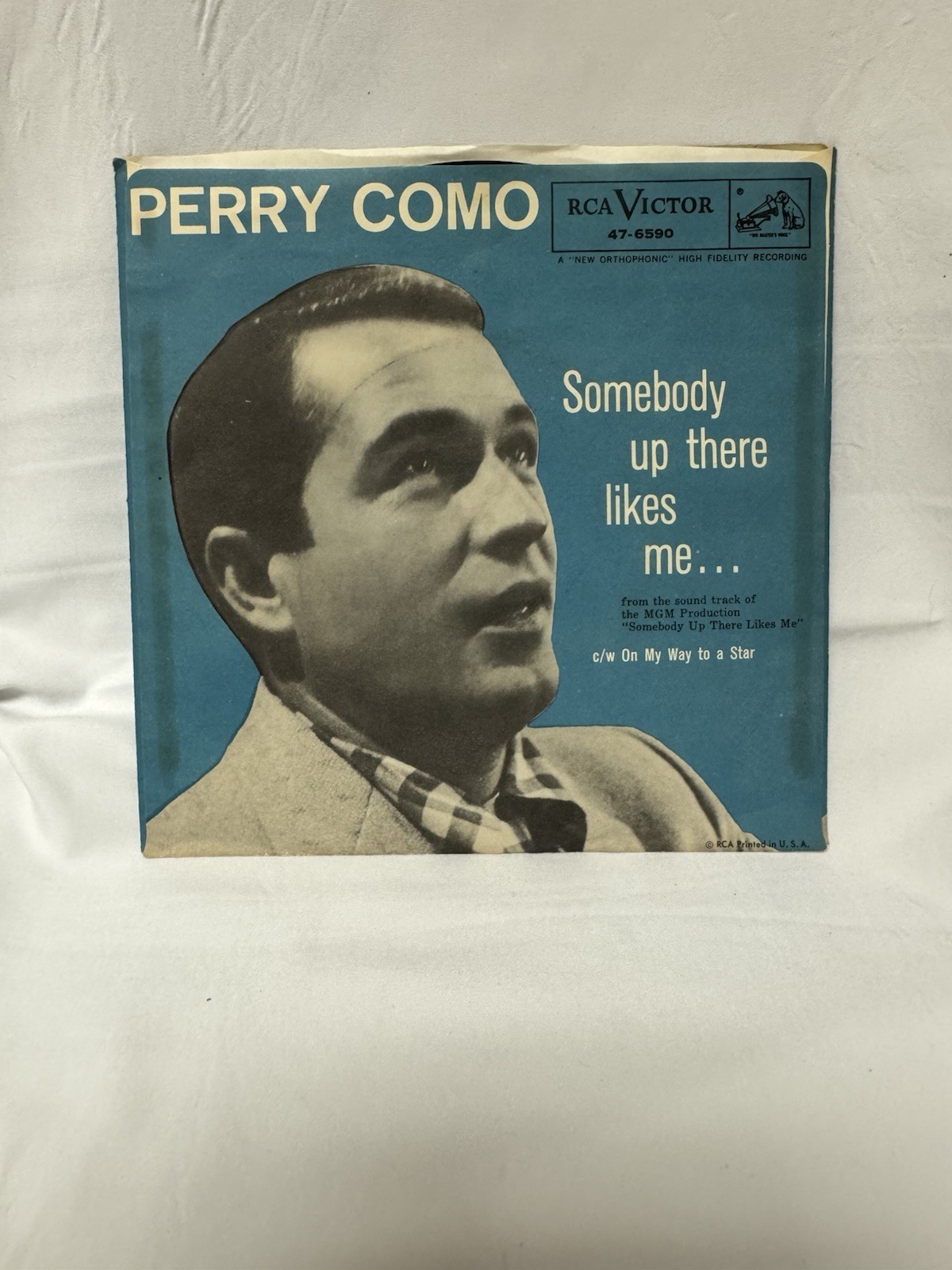Perry Como Somebody Up There Likes Me 1956 RCA Victor 45 RPM Picture Sleeve