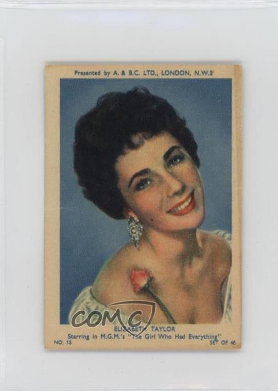 1953 A&BC Dollar Film Stars Serie 1 Elizabeth Taylor #13 11bd