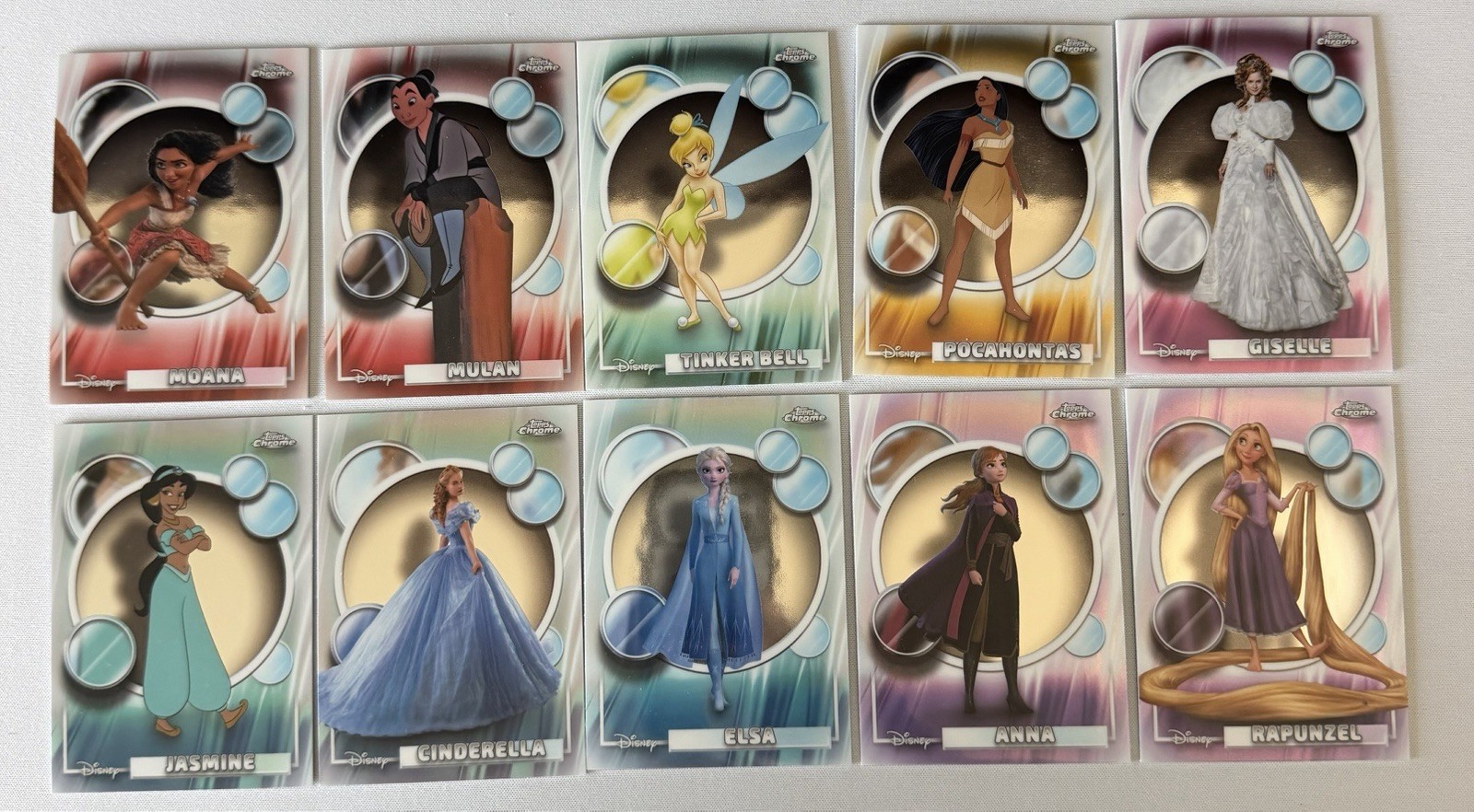 2026 Topps Chrome Disney PRINCESS Heroine Base LOT 10 Elsa Tinker Moana Rapunzel