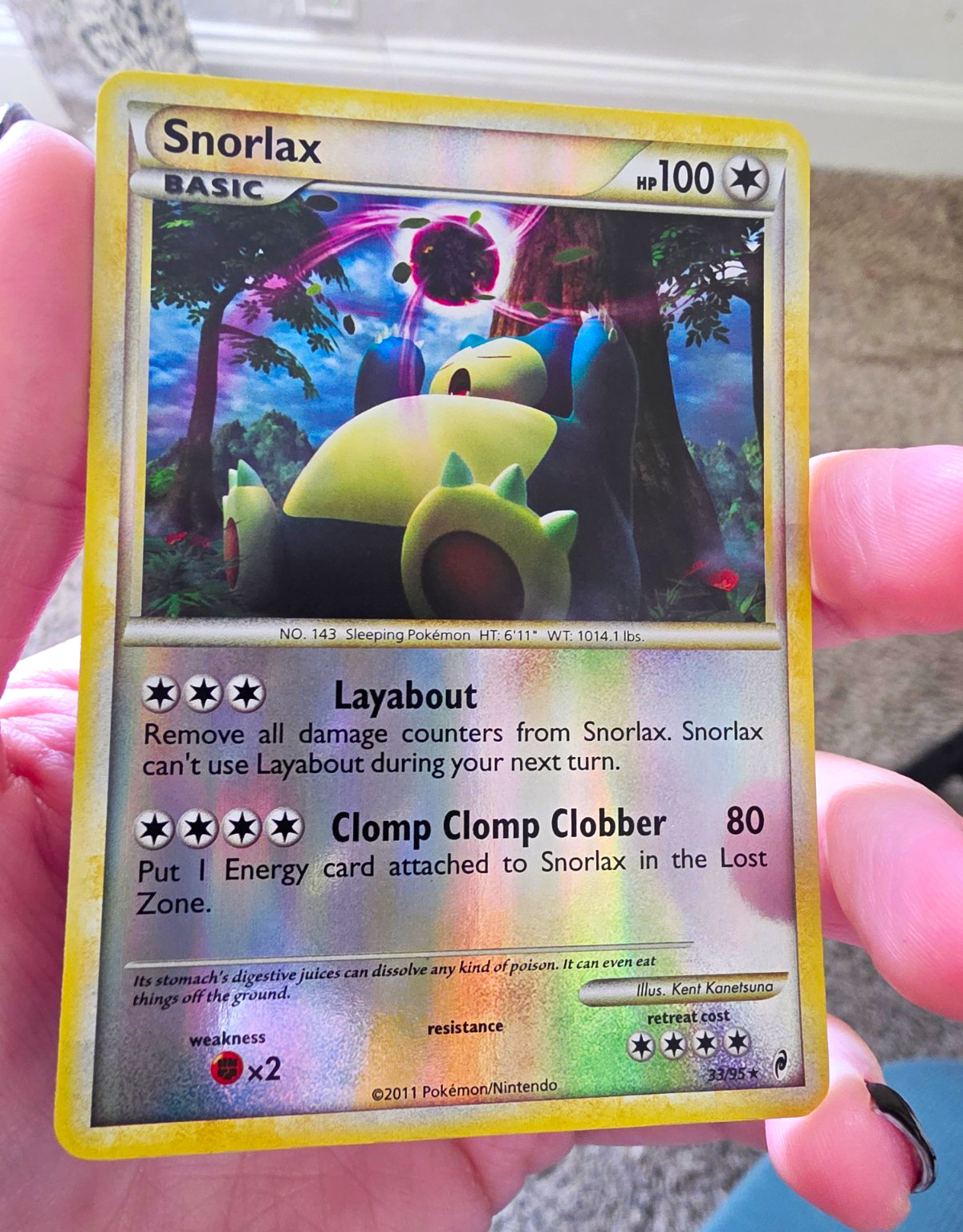 Pokémon TCG Snorlax 33/95 Call of Legends Reverse Holo Rare 2011 EN Basic 100 LP