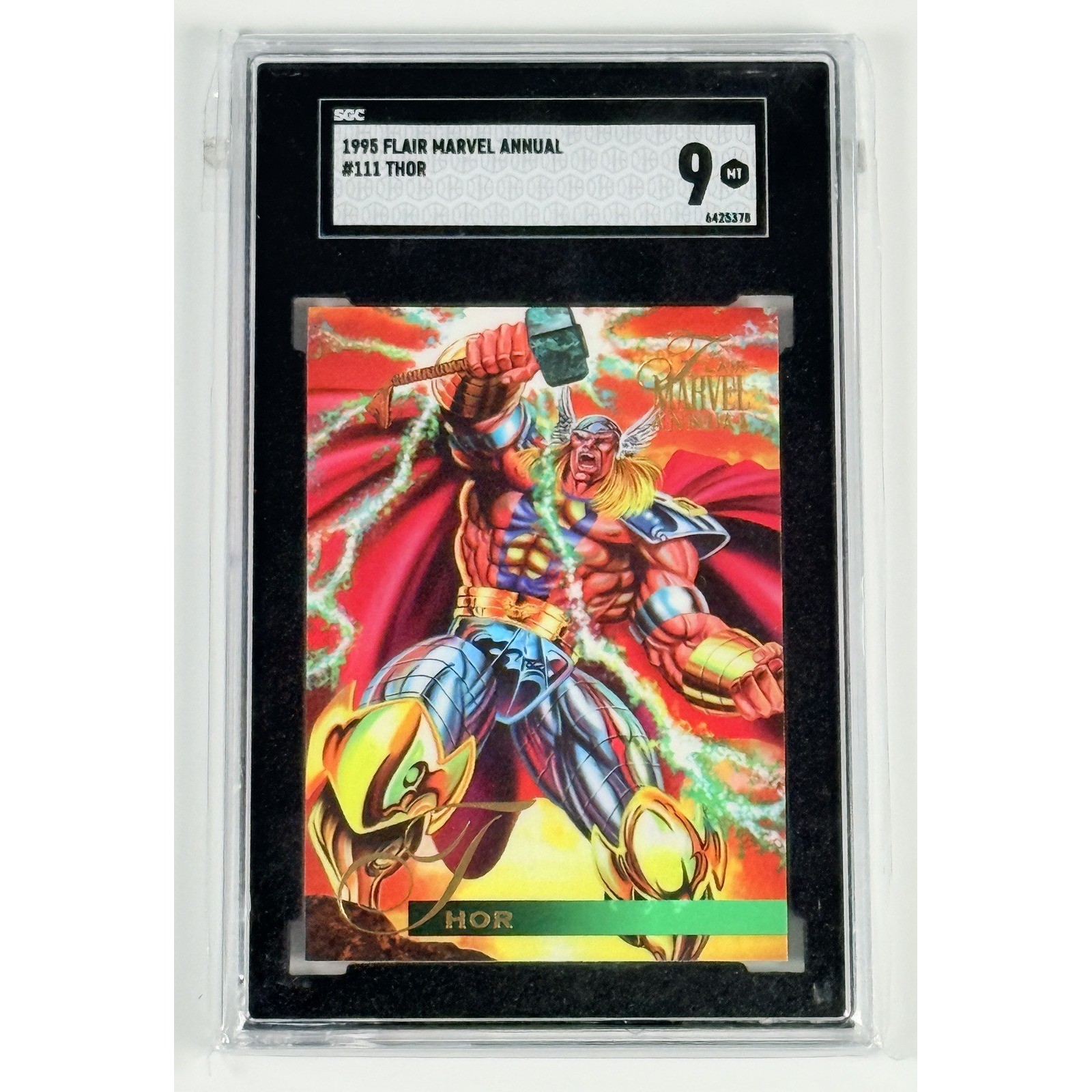 1995 Flair Marvel Annual #111 Thor SGC 9 MT Fleer Marvel Trading Card
