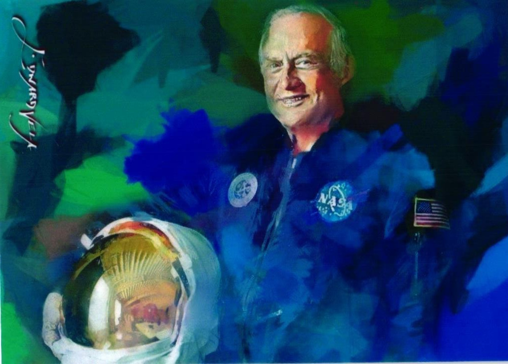 Carta Stampa Astronauta Buzz Aldrin Artista Autentico Firmata Edizione Limitata 23/50