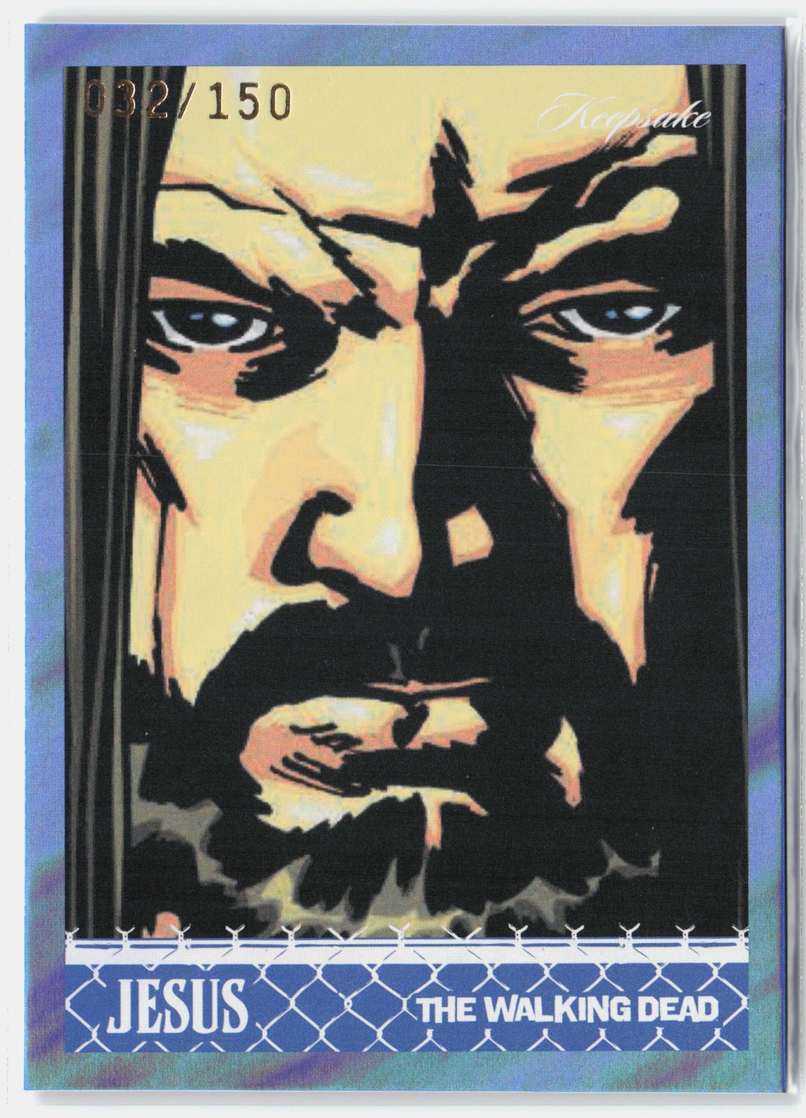 2026 Keepsake Walking Dead #48 Jesus Blue Wave Foil 32/150