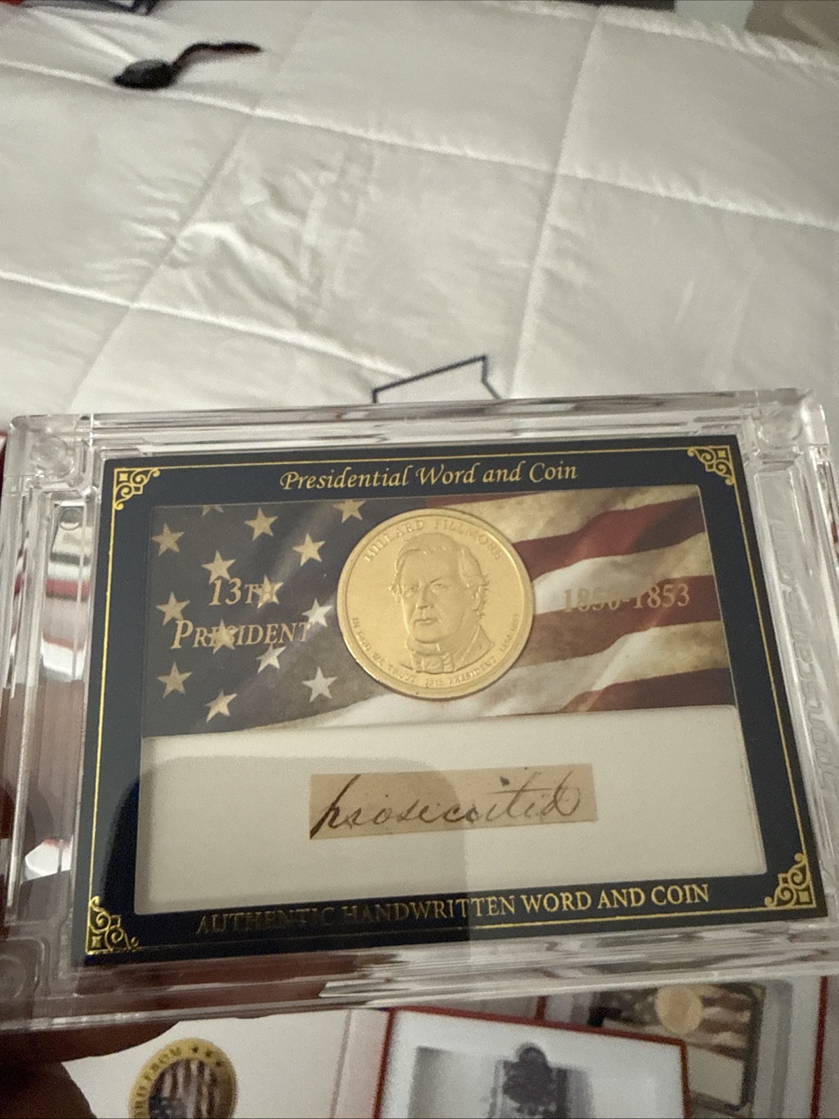 Parola di POTUS moneta e parola scritta a mano Millard Fillmore rara numerata