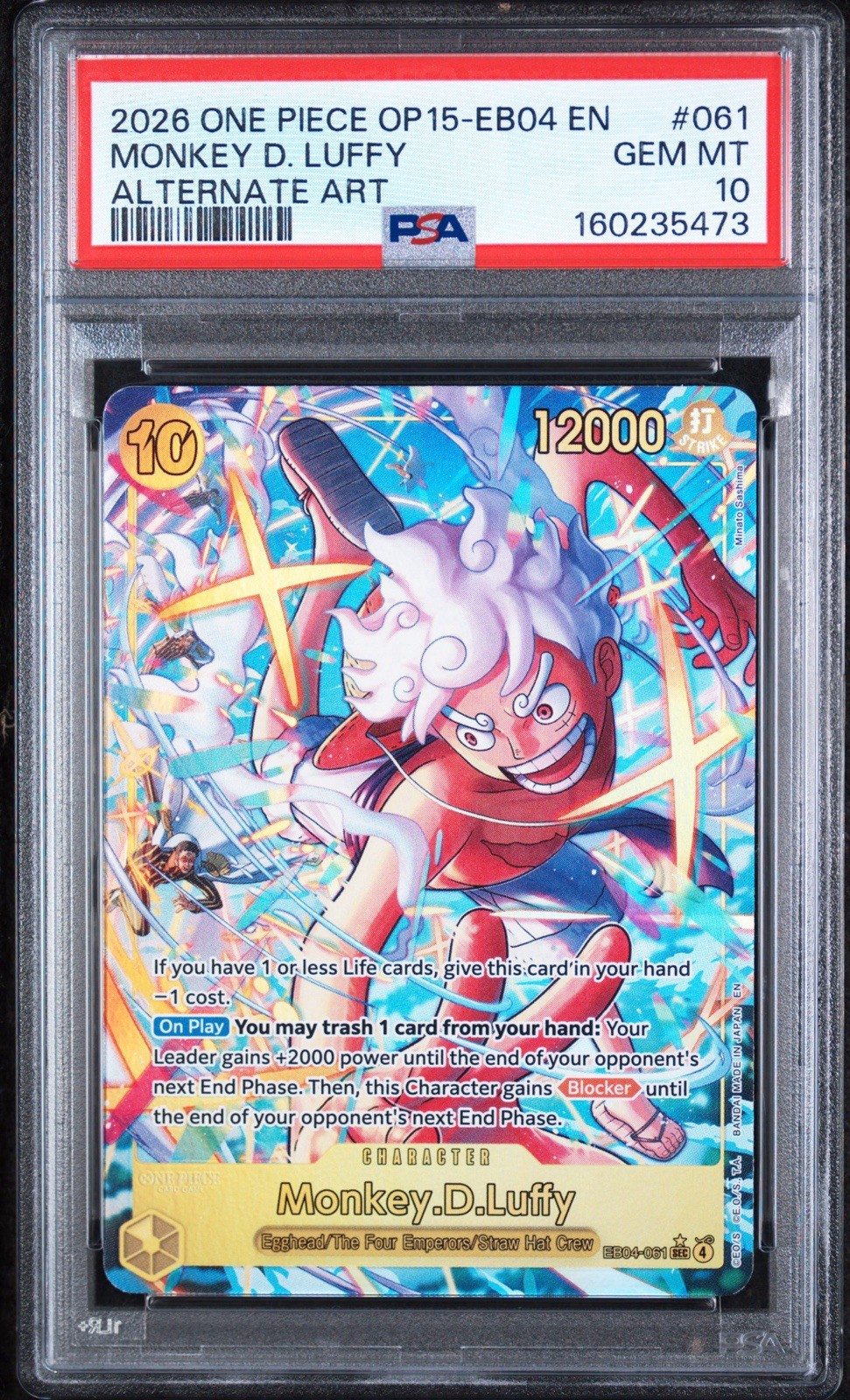 2026 ONE PIECE OP15-EB04-ADVENTURE ON KAMI'S ISLAND #061 MONKEY D. LUFFY PSA 10