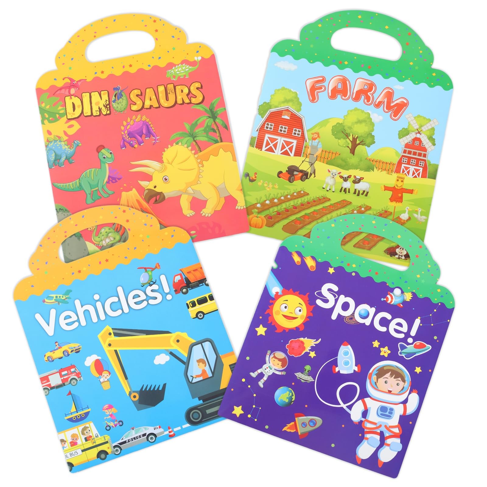 elzle 4 Libri di Adesivi Riutilizzabili per bambini, 3-6 Anni Giocattolo Educati