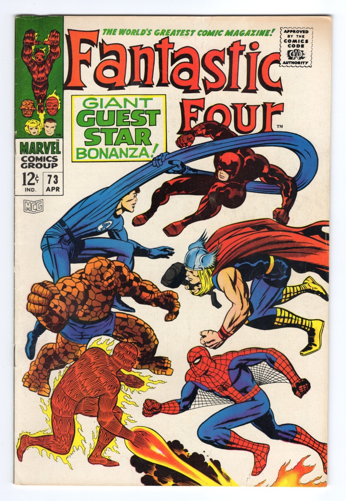 Fantastic Four 73 1968 Marvel Comics VG/F 5.0 Spider-Man Daredevil Thing Thor