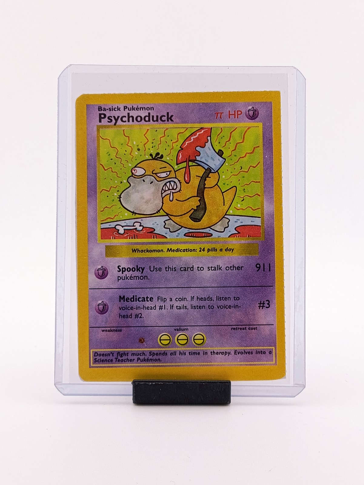1999 Ba-sick Pukemon Psychoduck Mad Cracked Magazine Pokemon Parody Spoof Card