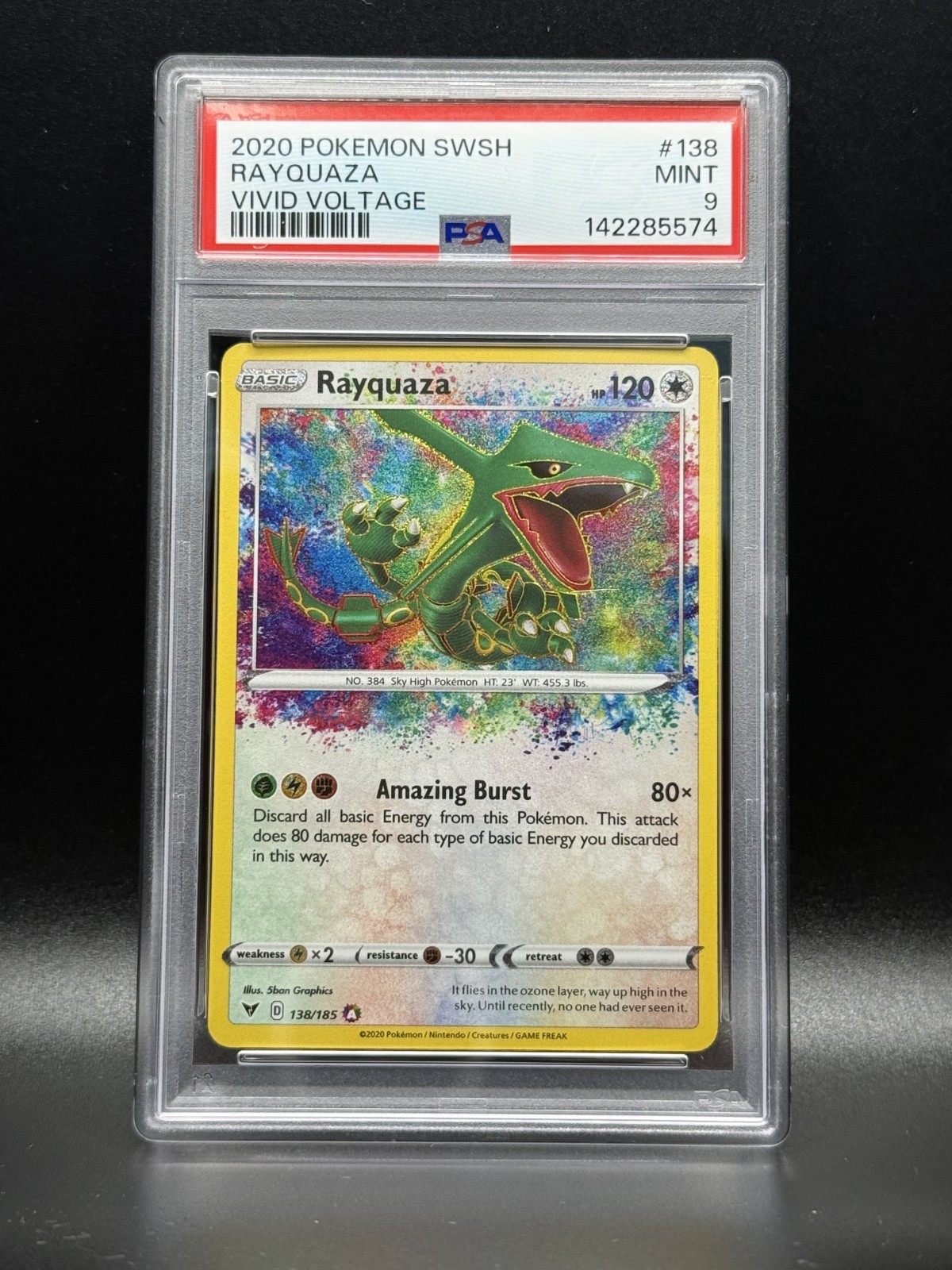 PSA 9 MINT Rayquaza 138 Vivid Voltage Pokemon Card