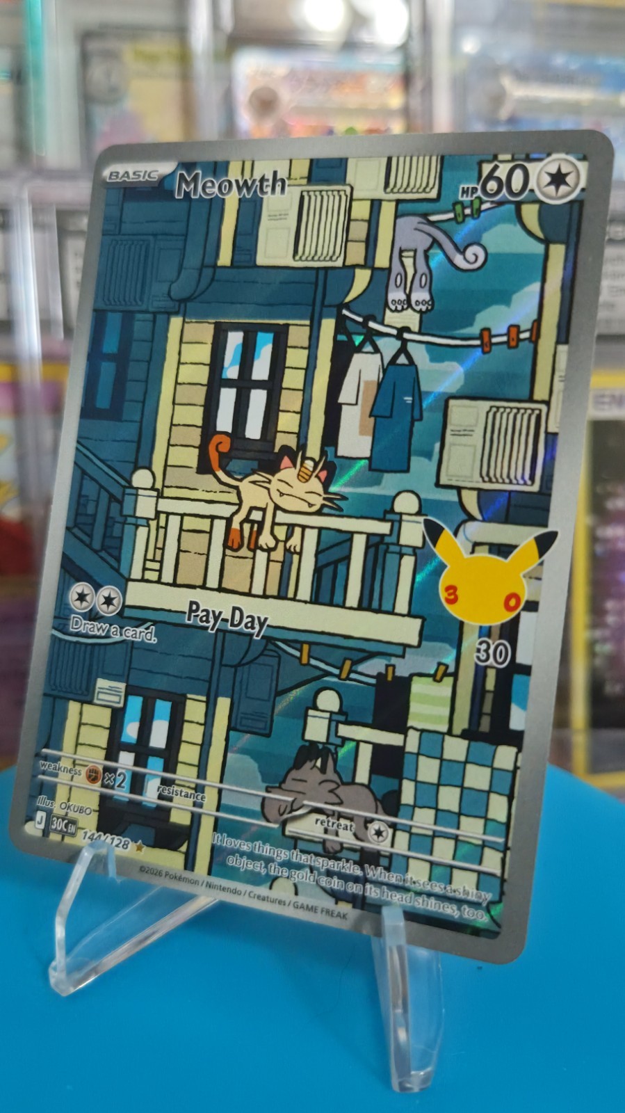 Pokemon TCG Meowth 144/128 30° Anniversario IR