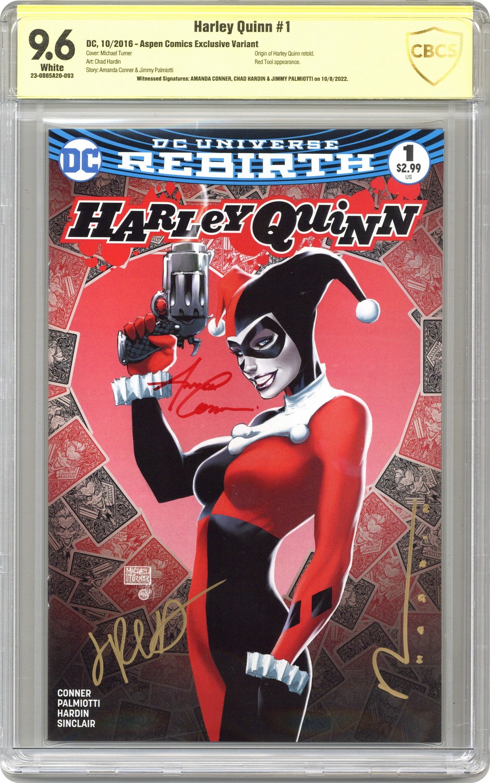Harley Quinn #1 Turner Aspen CBCS 9.6 Witnessed Sig 2016