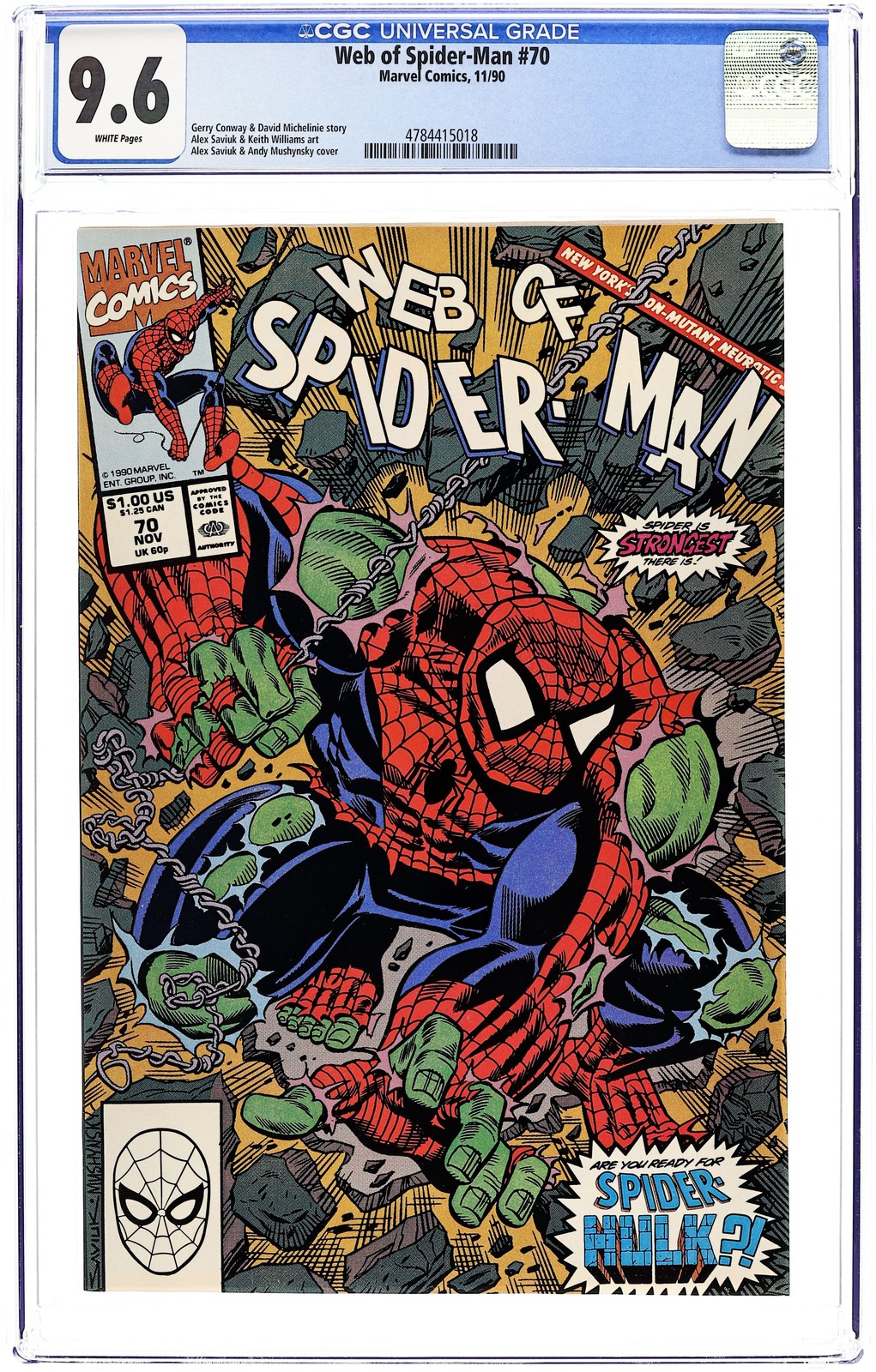 Web of Spider-Man #70D CGC 9.6 1990 4784415018