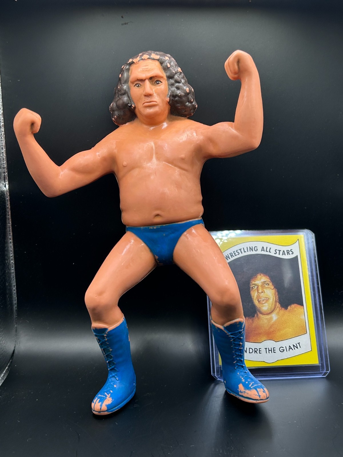 Modellino 8" Titan WWF WWE Rubber Wrestler Andre The Giant Long Hair Titan LJN '86