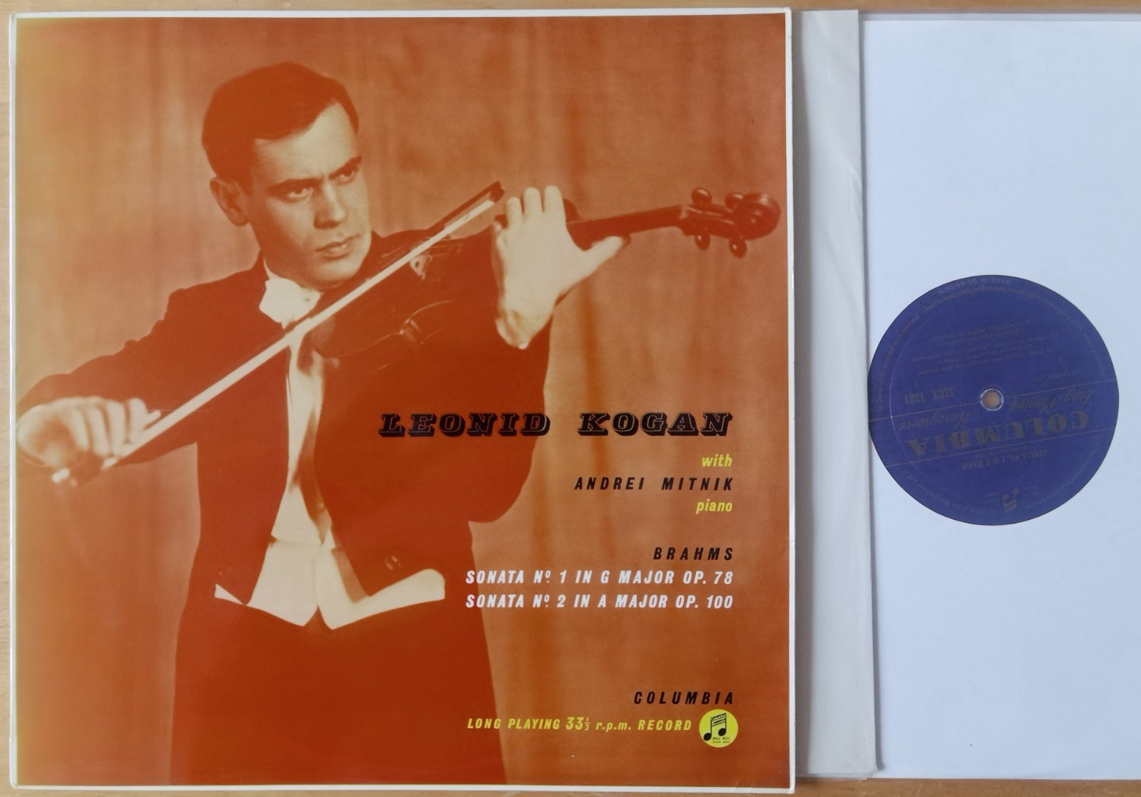 Very Rare Leonid Kogan Mitnik Brahms Violin Sonata LP Columbia 33CX 1381 UK ED1
