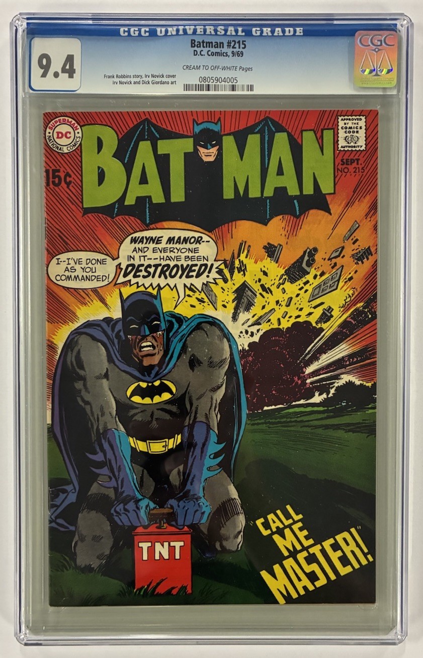 Batman #215 CGC 9.4 Wayne Manor Irv Novick copertina Silver Age DC Comics 1969