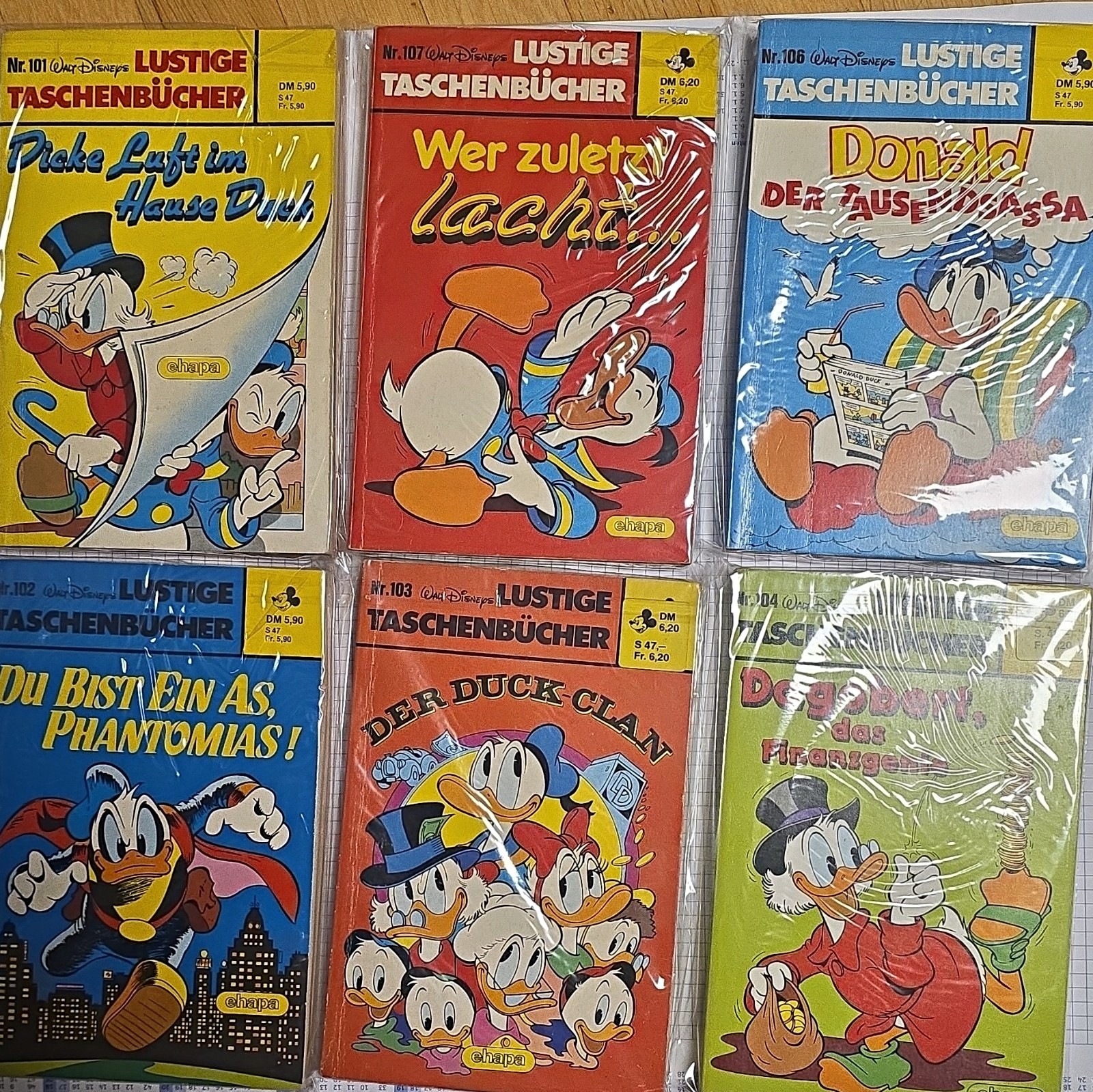 Walt Disney libro tascabile divertente vecchio n. 101-107 (senza 105) lotto 6x IT Ehapa
