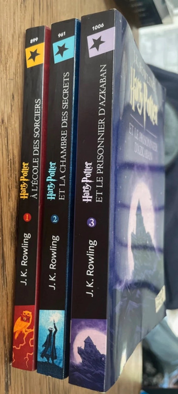 Lots de 3 Livres Harry Potter Tome1,2,3 en très bon état