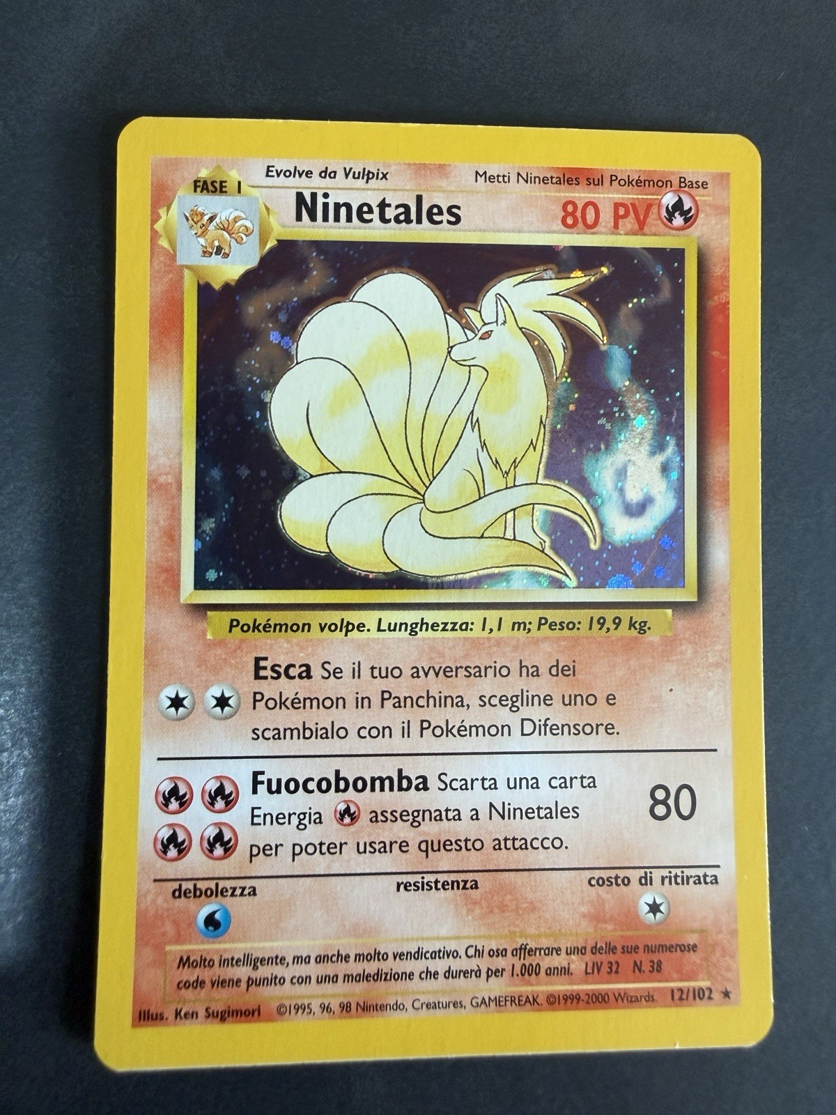 Pokémon Ninetales Holo 12/102 Set Base 2000 ITA Ken Sugimori