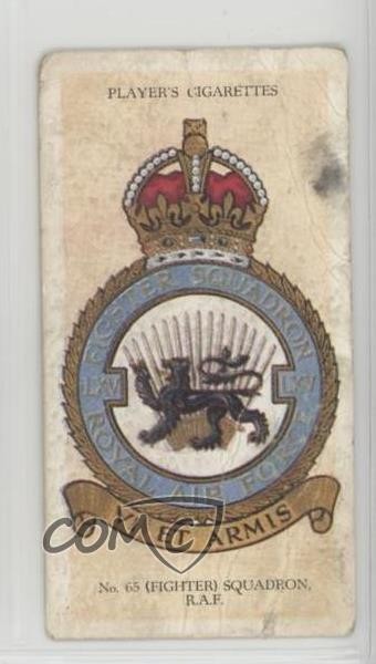 1939 Player's RAF Badges Tobacco No Motto Back No 65 (Fighter) Squadron #37 0y5