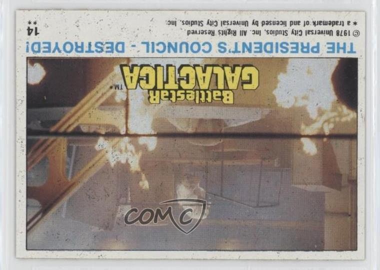 1978 Topps Battlestar Galactica Il Consiglio di Presidenza Distrutto! #14 0e3