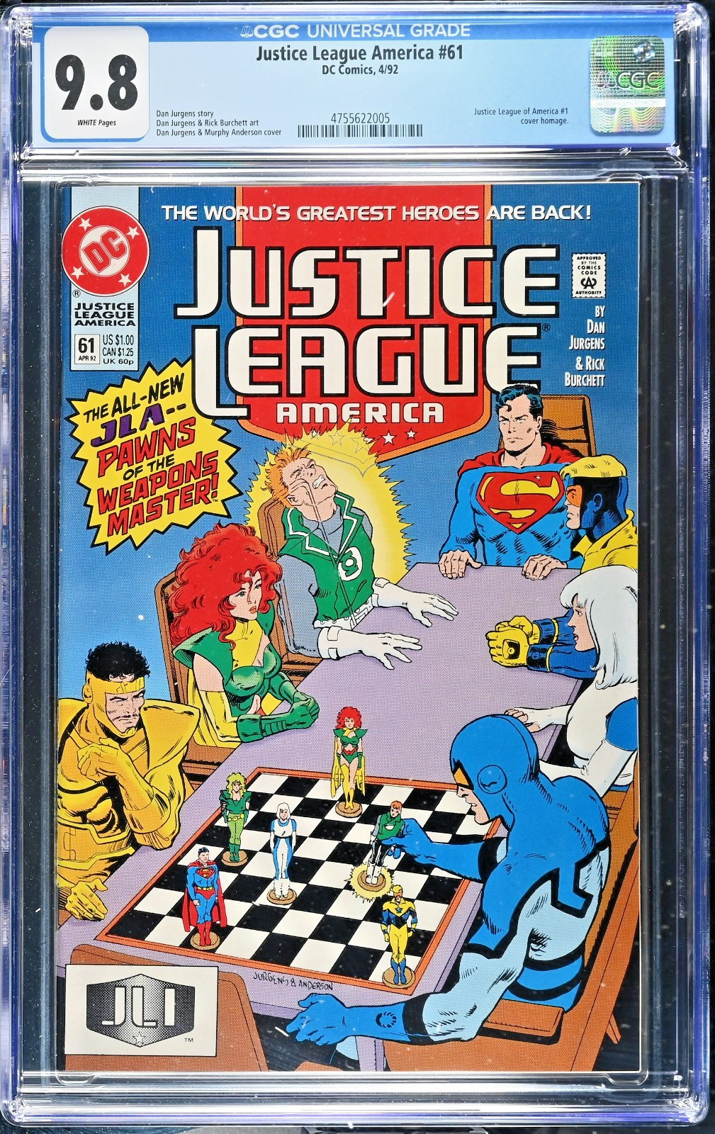 Justice League America #61 CGC 9.8 NM/MT DC 1992 JLA #1 omaggio lastra nuova