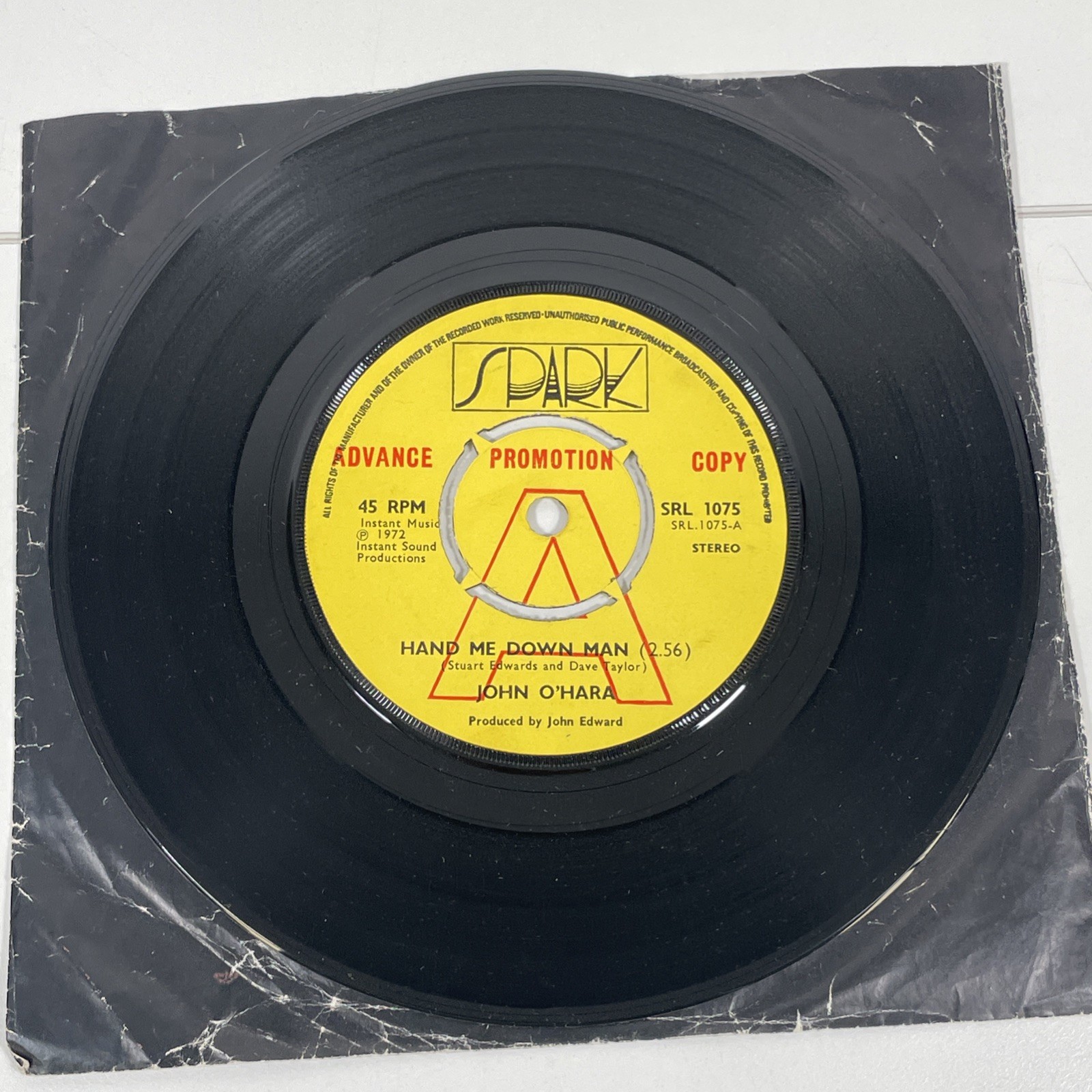 John O’Hara Hand Me Down Man 7” Promo Single Vinyl Record 45 I Am The Candidate