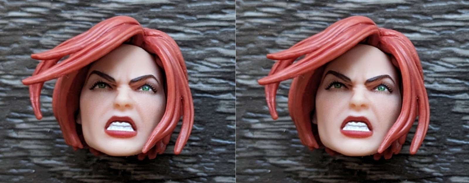 2 Marvel Legends BLACK WIDOW ANGRY HEAD Custom Fodder (Quicksilver Crossing Pack