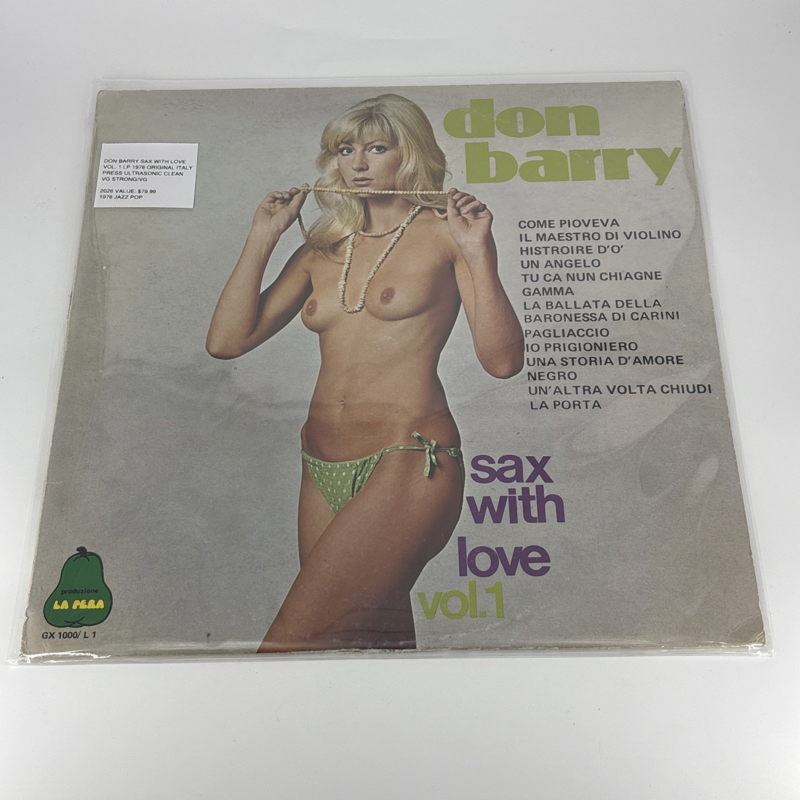 Don Barry Sax With Love Vol. 1 Lp 1976 ORIG Italy Ultrasonic Clean VG STRONG/VG
