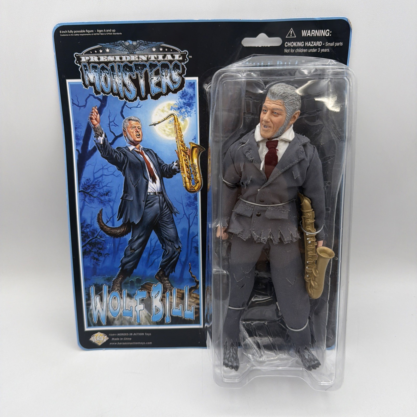 Presidential Monsters Wolf Bill 8" Figure Heroes In Action Grey Suit SEALED NOS