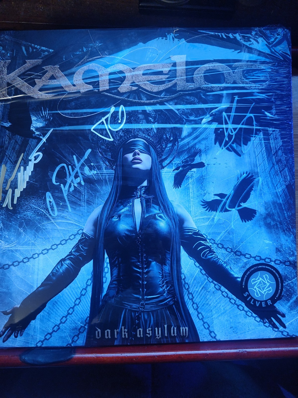 KAMELOT - Dark Asylum - NEW Full Band Signed SILVER COLORED RECORD LP VINYL