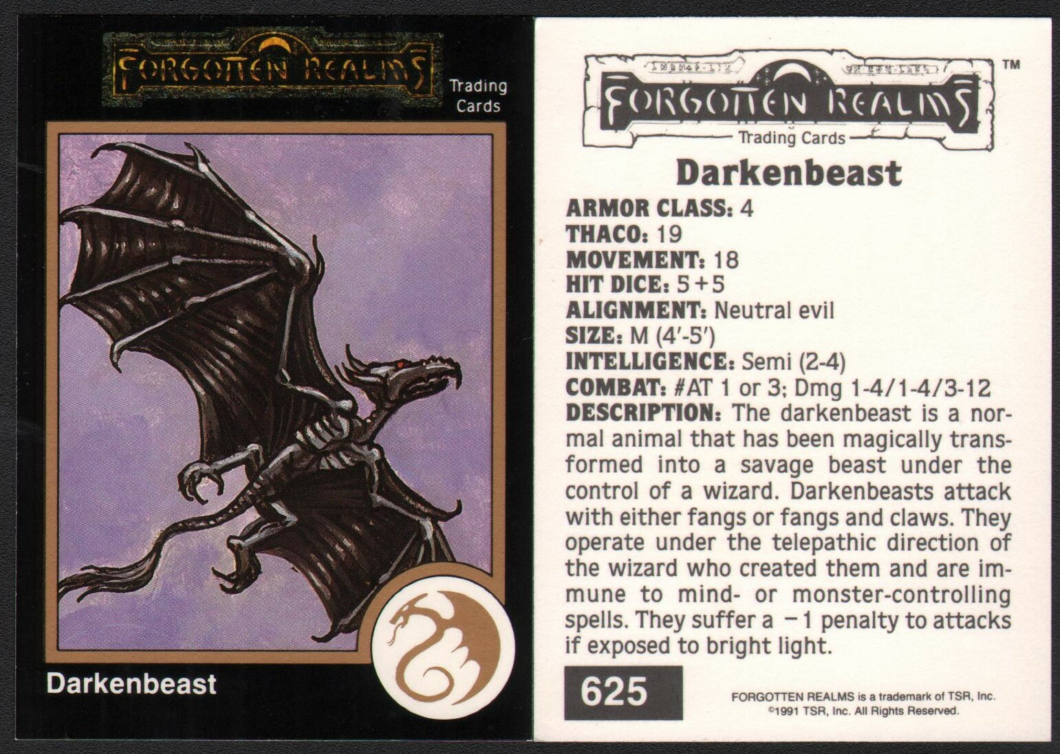 1991 TSR AD&D Gold Border RPG Art Card #625 Dungeons & Dragons Forgotten Realms