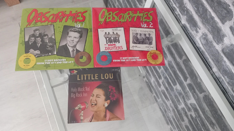 Lot de 3 Vinyles Rock'n'Roll Rockabilly: Obscurities Vol 1 et 2 en 25cm et un 45T de Little Lou