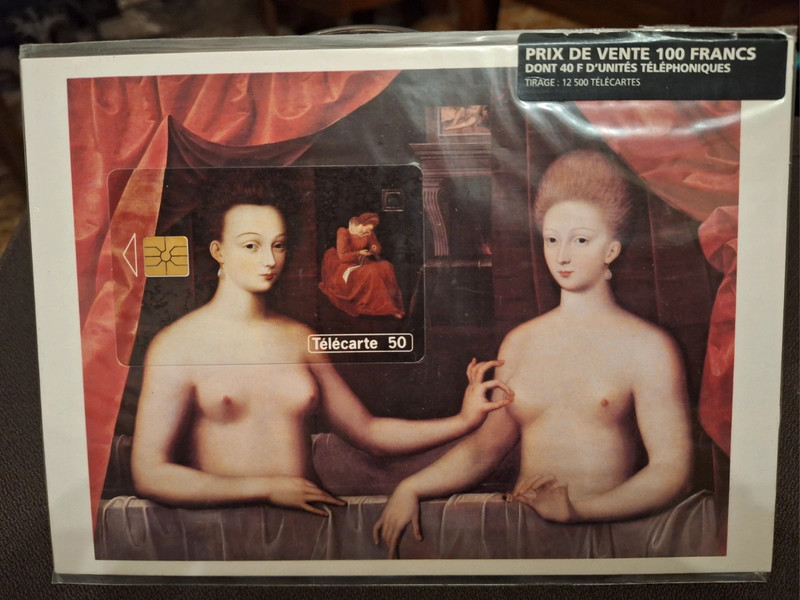 Telecarte Puzzle, 1993, tableau Gabrielle d'Estrees et une de ses sœurs, École de Fontainebleau